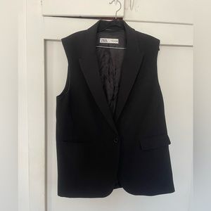 Zara black oversized suit vest